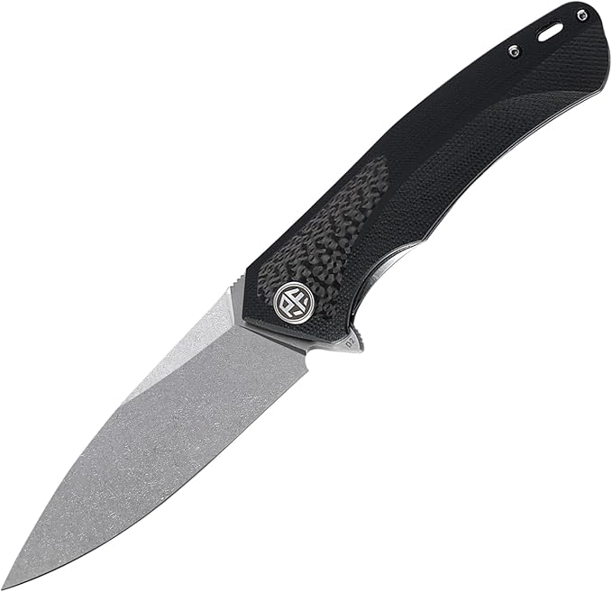 Petrified fish PF838 3.74 D2 steel folding knife outdoor tactical pocket knives G10 handle camping hunting Cutter EDC tool (White Stonewash White Stonewash)