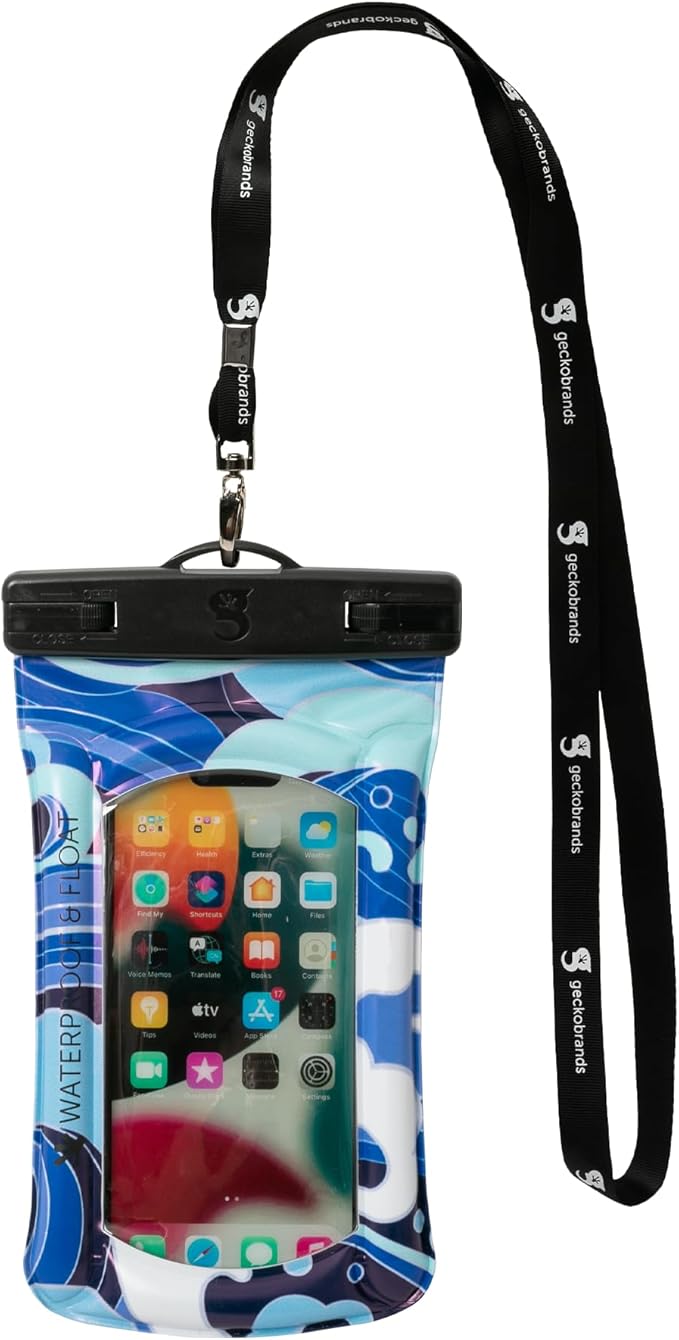 geckobrands Float Phone Dry Bag - Waterproof &amp Floating Phone Pouch – Fits Most iPhone and Samsung Galaxy Models