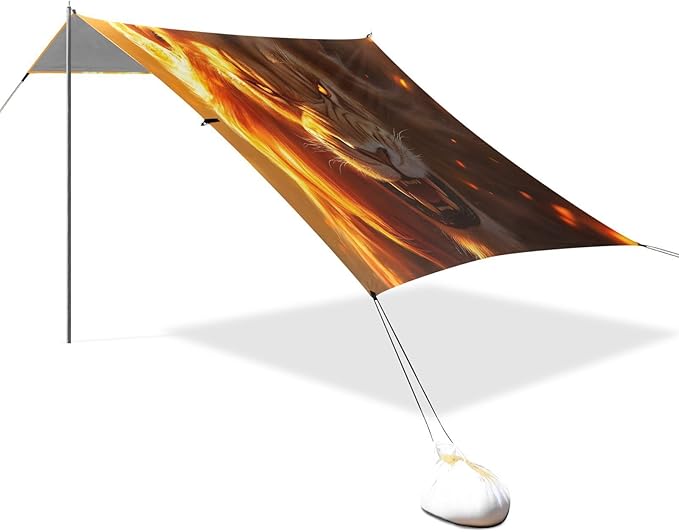 Fierce Lion Beach Tent Sun Shelter Set UPF50+ UV Protection 10.5 x 9.19 FT Camping Shade Canopy with Sandbags Sand Anchors Carrying Bag and Others