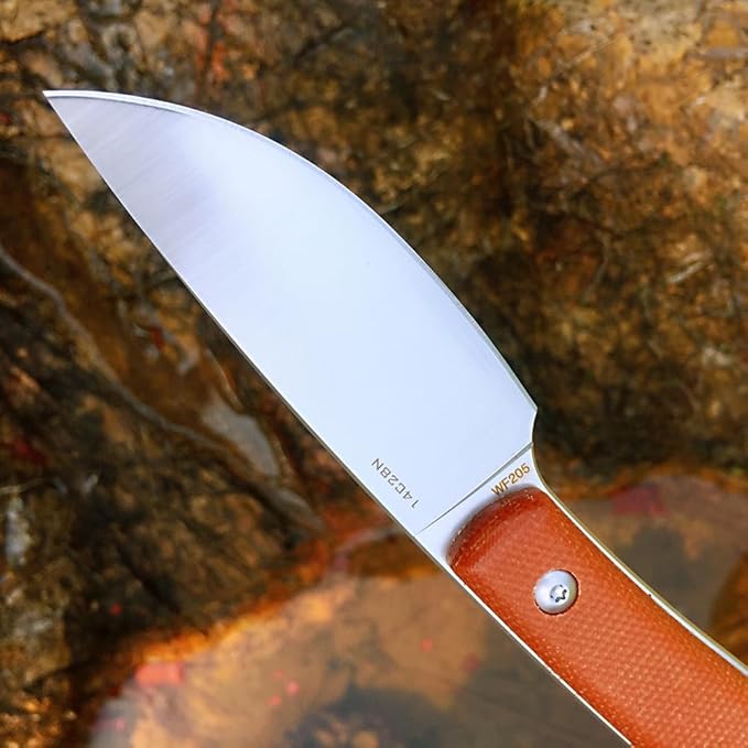 Watchman W205D EDC Fixed Blade Knife 14C28N Blade Steel Micarta Handle with Kydex Sheaths for Outdoor Activities Camping Brown
