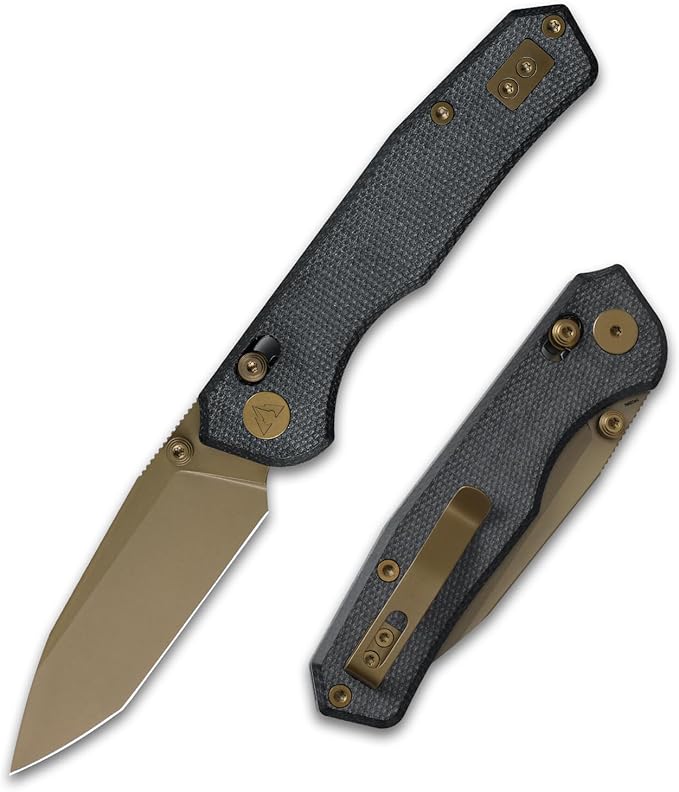 CMB Explorer V2 Micarta Handle 14C28N Tanto Blade Crossbar Lock Pocket Folding Knife Camping Hiking Outdoors EDC with Pocket Clip for Men Women CMB-22A