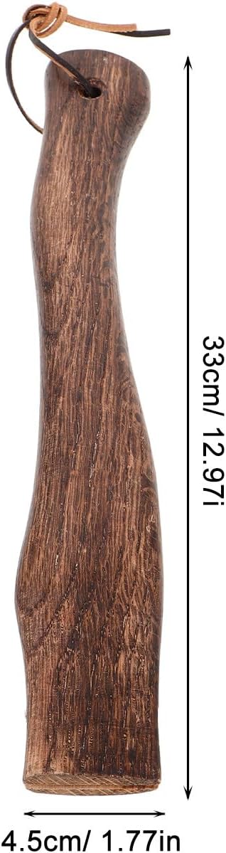 NUOBESTY 2pcs Wooden Axe Handle Replacement for Hatchet and Camp Axe 33cm Short Curved Wood Grip Handles with Anti-Slip Leather Strap for DIY Tool Restoration and Outdoor Use