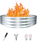 60 Inch Fire Pit Ring 5FT Galvanized Steel Burn Barrel12 Raised Heavy Duty Wood Burning Fire PitsHeat Resistant Campfire Ring with Spark Guard for Outdoor Backyard Patio &amp Camping Use