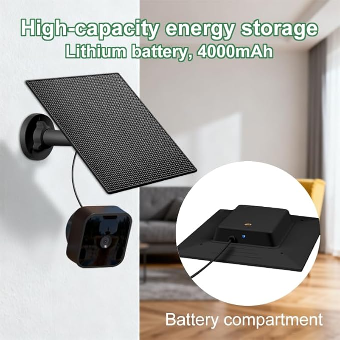 B-Link Camera Solar Panel Compatible with B-Link Out Door 4(4th Gen) B-Link Outdoor(3rd Gen) XT3 B-Link XT2/XT Camera B-Link Outdoor Camera Build-in 2000mAh Rechargeable Battery (1Pack)