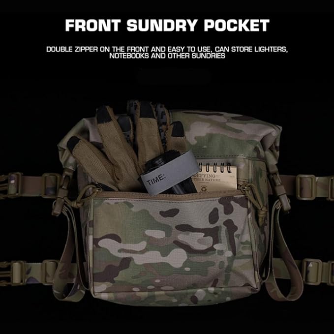 Tactical Chest Rig Expansion PackLarge Capacity MOLLE Admin Open Top PouchWaist Bag Expansion Pack for Split Chest Pack