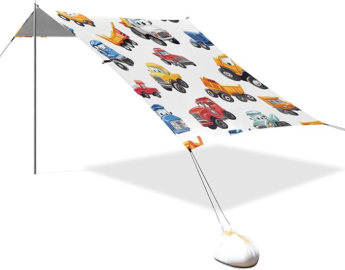 ALAZA Cars Truck Cartoon Beach Tent Sun Shelter Portable Canopy Sunshade for Outdoor Camping Picnics Backyard Fun 10x9 ft