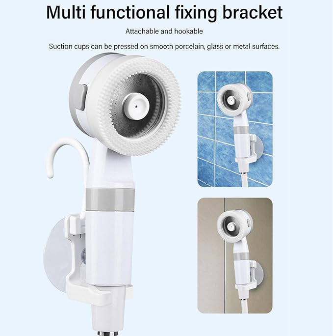 Luocute Portable Camp Shower Rechargeable 4000mAh Battery Outdoor Shower Pump with Silicone Massage Head and Stainless Steel Panel for Camping Hiking Travel
