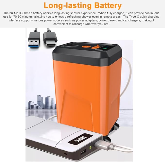 Ymiko Portable Electric Camping Shower Pump for Outdoor Travel