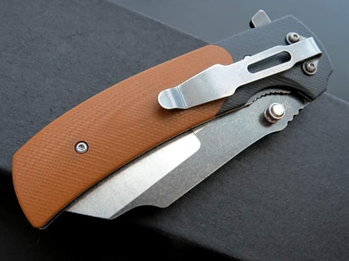 Eafengrow EF69 Pocket EDC Knife with ClipFlipper Folding Knife for Camping Survival and Outdoor Activities Liner Lock. (EF69-brown)