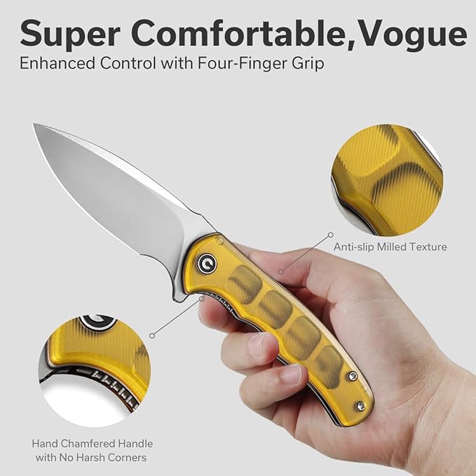 CIVIVI Mini Praxis Pocket Knife for EDC Folding Pocket Knife with 2.98 D2 Blade Ultem Handle with Flipper for Men Women C18026C-4