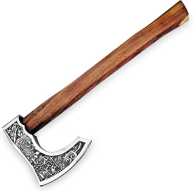 Custom Handmade Viking Hatchet Axe Carbon Steel Bearded Axe - Camping Axes - Tomahawk Battle Axe - Estwing Ax - Axe with Leather Sheath - Ideal Gift for Men Birthday for Him (9875)
