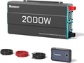 RENOGY REGO 2000W Pure Sine Wave Power Inverter 12V DC to 120V AC 4000W Peak Power 16.4FT Remote Controller Solar/Car/RV Inverter for Emergency Backup Off-Grid Living Camping Truck Outdoor