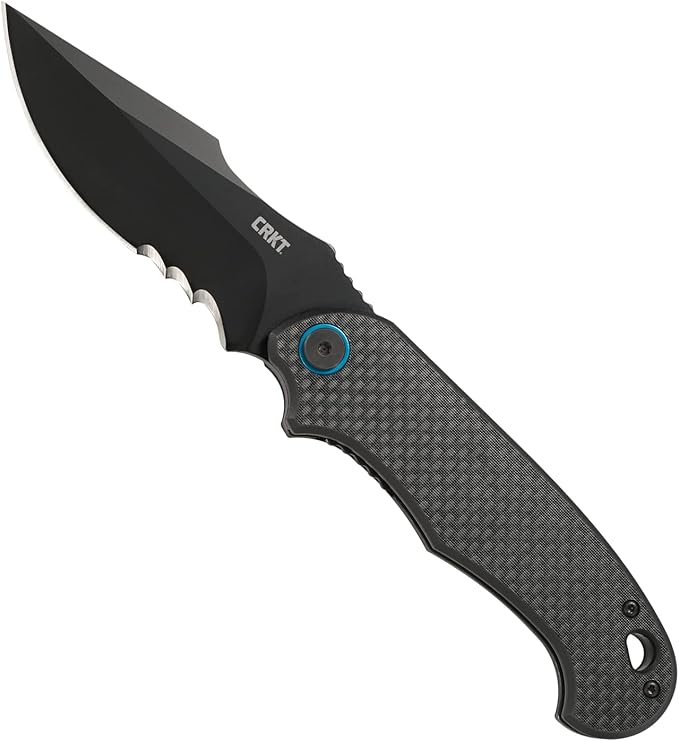 CRKT P.S.D. EDC Folding Pocket Knife: Everyday Carry Assisted Opening Veff Serrations Liner Lock Handle with Carbon Fiber Overlay 7920K