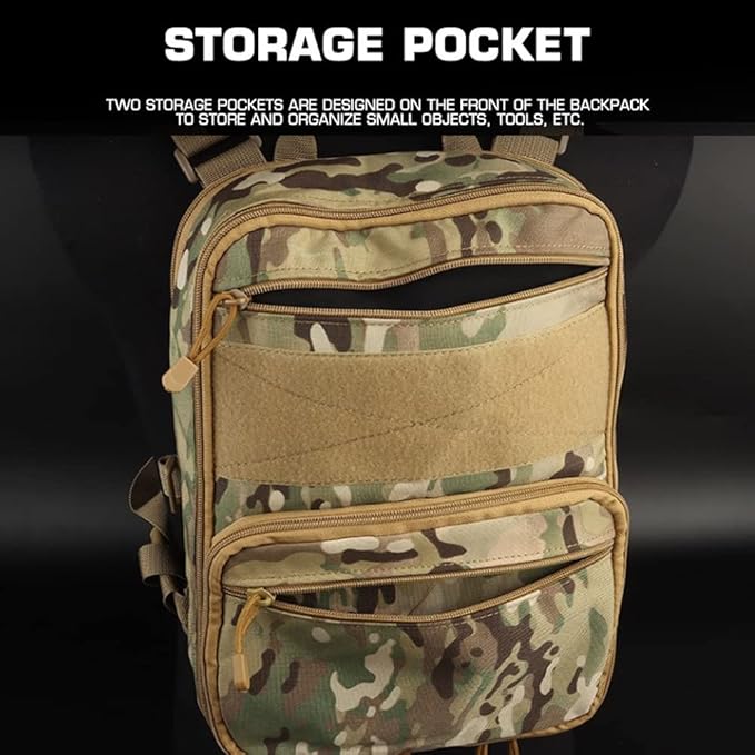 Tactical Expandable Hydration Backpack MOLLE Multi-purposed Airsoft Utility Bag for Travelling Hiking Hunting
