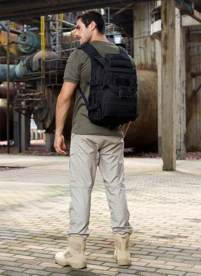 UNISTRENGH Military Tactical Backpack 40L Large Capacity 3 Day Army Assault Pack Bug Out Bag Go Bag Rucksacks for Hunting Trekking and Camping and Other Outdoor Activities Black