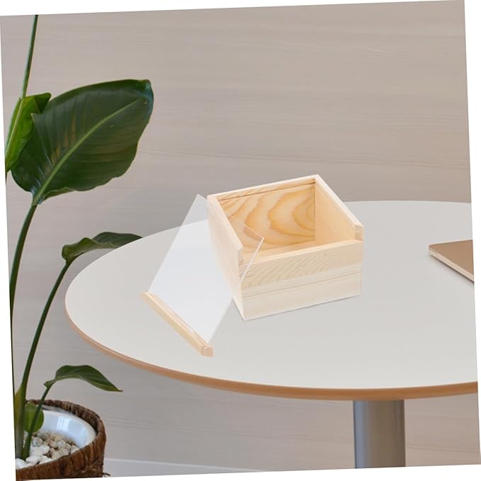 2pcs Wooden Acrylic Storage Boxes Sliding Lids for Jewelry Cosmetics Compact