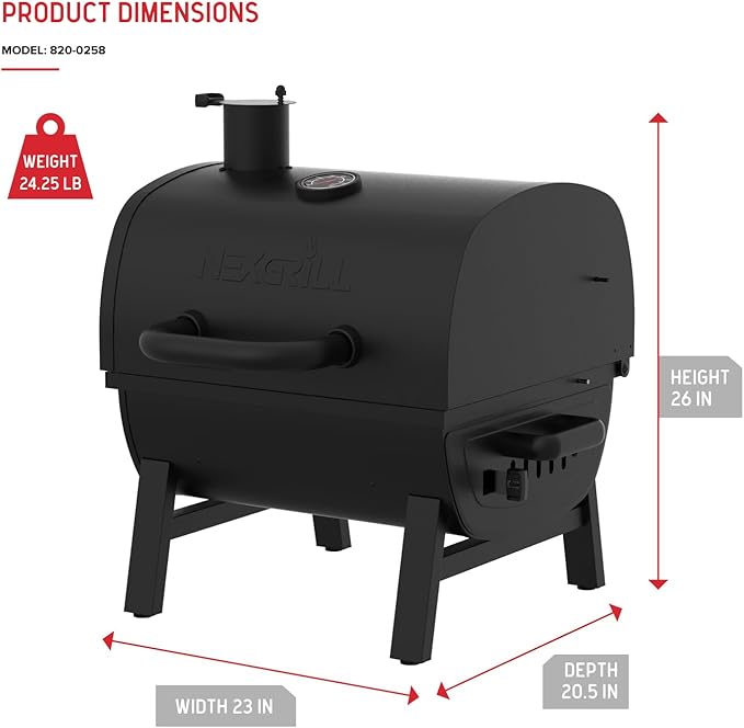 Nexgrill 17.5 Portable Charcoal Grill with Adjustable Chimney Vent 349 SQ. In Cooking Area Table Top Grill for Camping Outdoor Cooking Patios and More – 820-0258