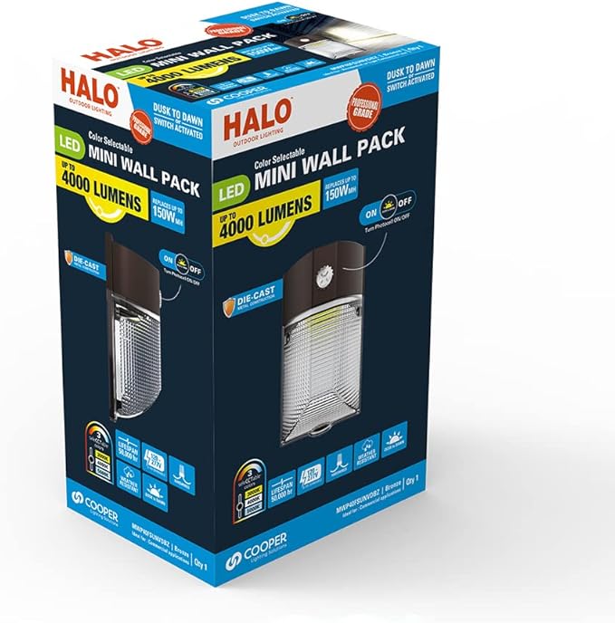 150- Watt Equivalent Integrated LED Bronze Finish Dusk to Dawn Mini Wall Pack Light Selectable CCT 3000K/4000K/5000K