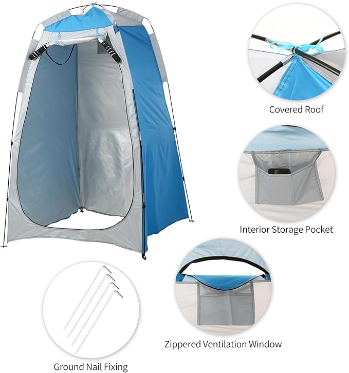 Cocoarm Portable Shower Tent Shower Toilet Tent Portable Shower Toilet Changing Tent Camping Shelter Tent with Zipped Window and Large Door