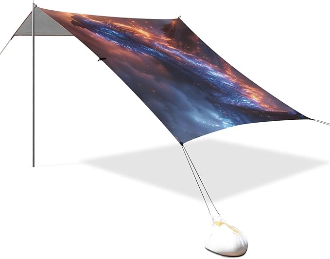 ALAZA Magic Dragon Beach Tent Sun Shelter UPF50+ Protection Beach Shade Canopy w/ 4 Sandbags for Outdoor Camping Fishing Backyard Fun Picnic 10x9 ft