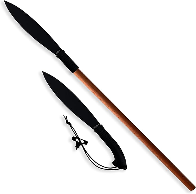 BATTLBOX BattlSpear Fixed Blade Knife Doug Marcaida Design 12in 1065 Carbon Steel Blade Machete Hybrid Multitool - Bushcraft Camping Field Use