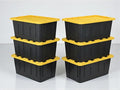 Heavy-Duty Storage Tote with Lid Black and Yellow 40 Gallon 22.0 D x 38.2 W x 16.4 H (6 PACK)