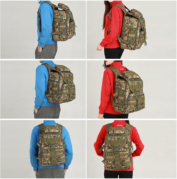 Outdoor Tactical Backpack Military Molle Bag Hiking Daypacks for Camping Trekking Hunting Traveling Motorcycle (Python Pattern Black)