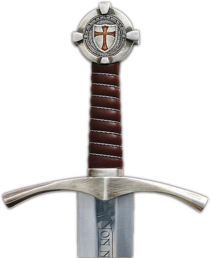 DARK WARRIOR-Handmade Medieval The Accolade Sword of The Knights Templar Replica Viking Sword with Scabbard Stainless Steel Blade Decoration Collection Cosplay (Templar) (Medieval Viking)
