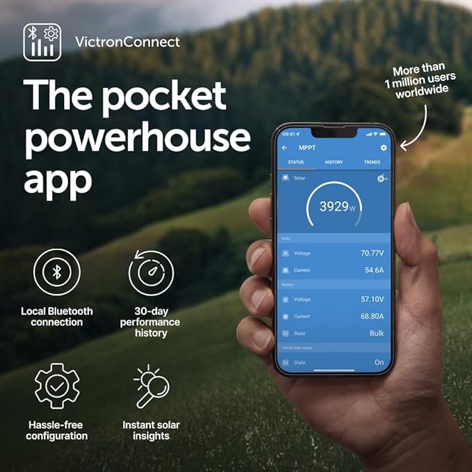 Victron Energy SmartSolar MPPT MC4 Compatible VE. Can Solar Charge Controller (Bluetooth) - Charge Controllers for Solar Panels - 150V 85 amp 12/24/36/48-Volt