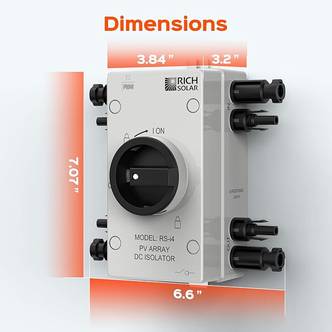 RICH SOLAR Solar PV DC Quick Disconnect Switch 1500V 32 Amps &amp 800V 55 Amps RS-i4
