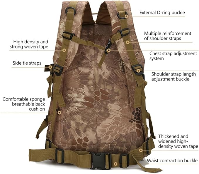 36-55L Military MOLLE Backpack for Men and Women Rucksack Tactical Assault Pack Bag for Hunting Camping Trekking (Black)