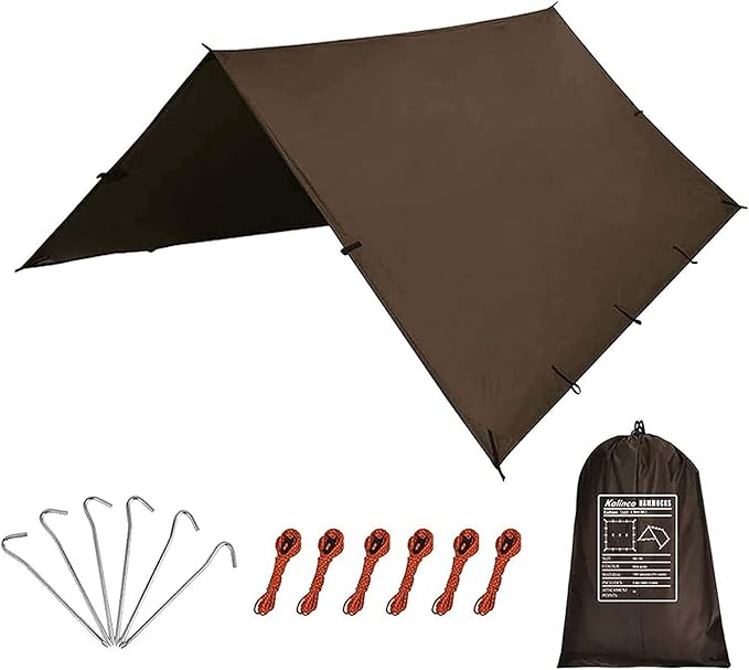 KALINCO Waterproof Camping Tarp Tent Hammock Rain Fly 13X13FT Mutifunctional Tent Footprint Lightweight Tarp for Camping Hiking and Survival Shelter