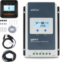 EPEVER 10A Solar Charge Controller MPPT 12V / 24V Auto Max.PV 100V Input Negative Ground Solar Panel Charge Regulator with MT50 Remote Meter Temperature Sensor RTS &amp PC Communication Cable RS485