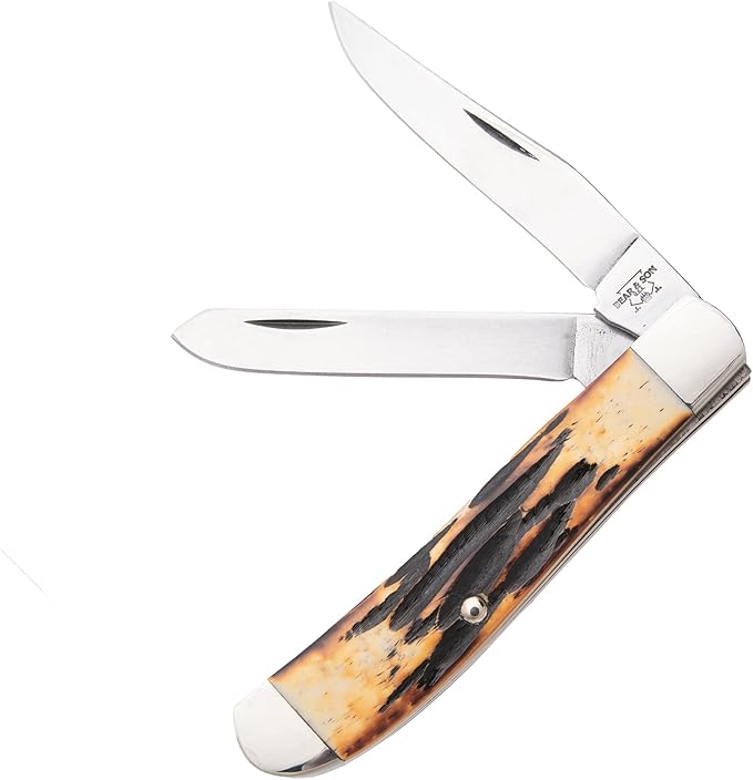 BEAR &amp SON - MANUAL - 3.25 - Clip Point Spey - 440 Stainless Steel - Stag Bone - High Carbon Stainless Steel - 554