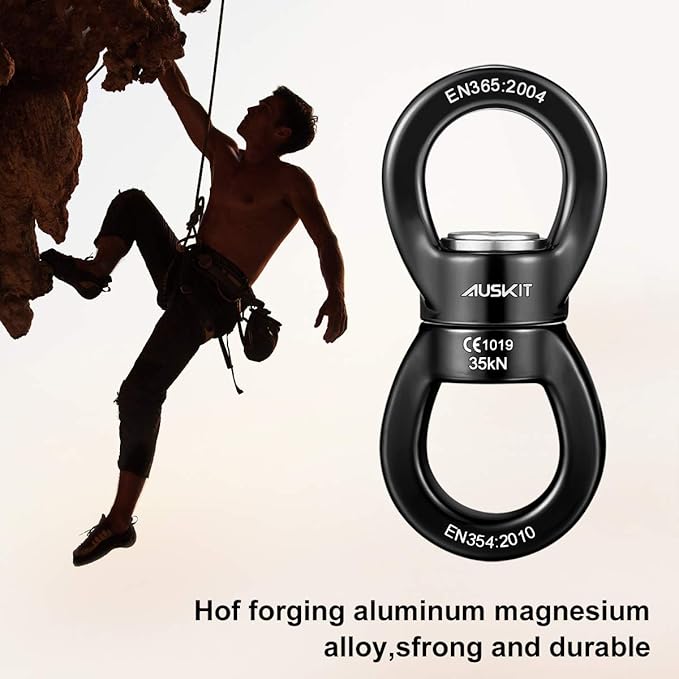 Black Swing Swivel 35 KN Safest Rotational Device Hanging Accessory