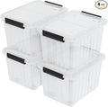 Readsky 30 Quart Clear Plastic Storage Bin with Lid and Wheels Clear Totes Storage 4 Packs