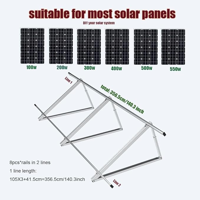 Solar Panel Mounting Brackets Kit System Adjustable 30º~45º Aluminum Alloy Tilt Ground Mounted Bracket Rust Free Sturdy for 1-4pcs Solar Panels