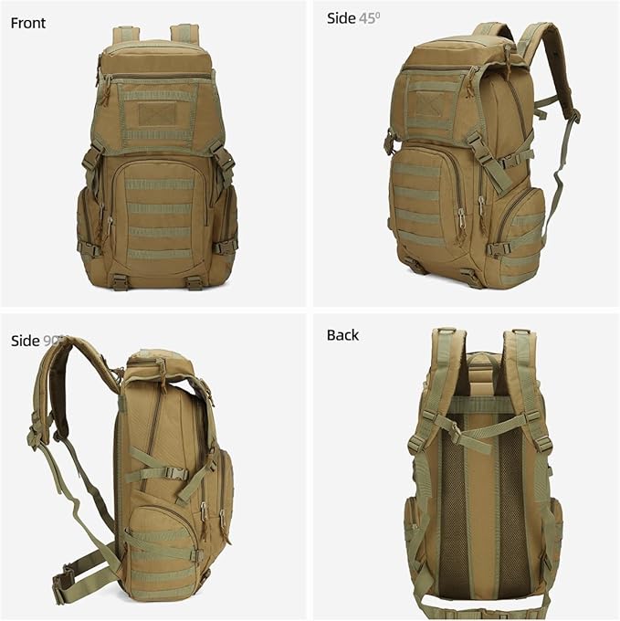 LUPU TACTICAL Backpack for Men Military 45L Assault Pack Molle Bug Out Bag for Camping Outdoor
