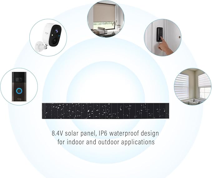 Blinds Solar Panels | Slender Solar Panel- 8.4Volt Small Solar Charger for Motorized Blinds Windows Curtain LED Surveillance Camera
