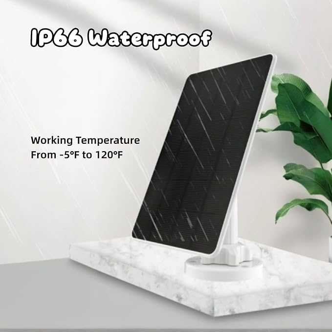 Solar Panel for Nest Doorbell for Video Doorbell 2 3 3+ 4 Plus 2K Outdoor IP66 Water Adjustable Mount Security Camera Solar Charger with 9.8ft Charging Cable