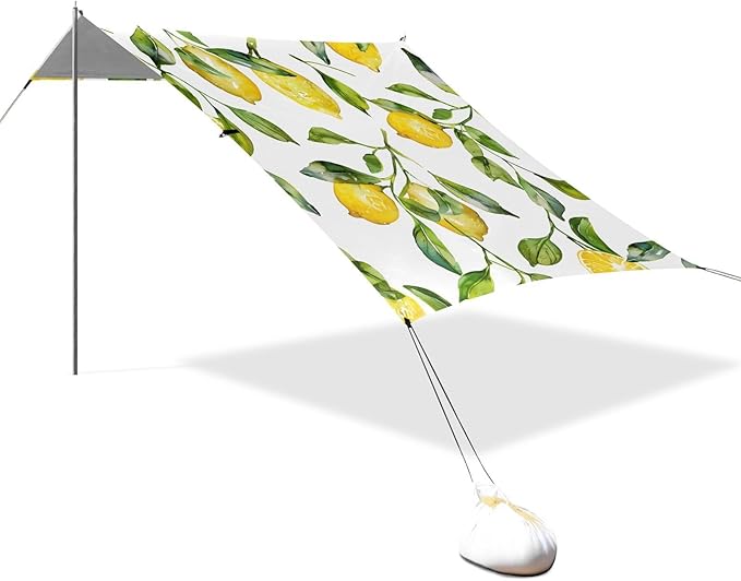 ALAZA Watercolor Lemons Seamless Pattern Beach Tent Sun Shelter Portable Canopy Sunshade for Outdoor Camping Picnics Backyard Fun 10x9 ft