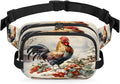 Rooster Berry Snow Waterproof Fanny Pack for Women Men Adjustable Waist Bag with Double Zipper Pockets Lightweight Square Hip Pack for Running Travel Hiking Workout Cycling