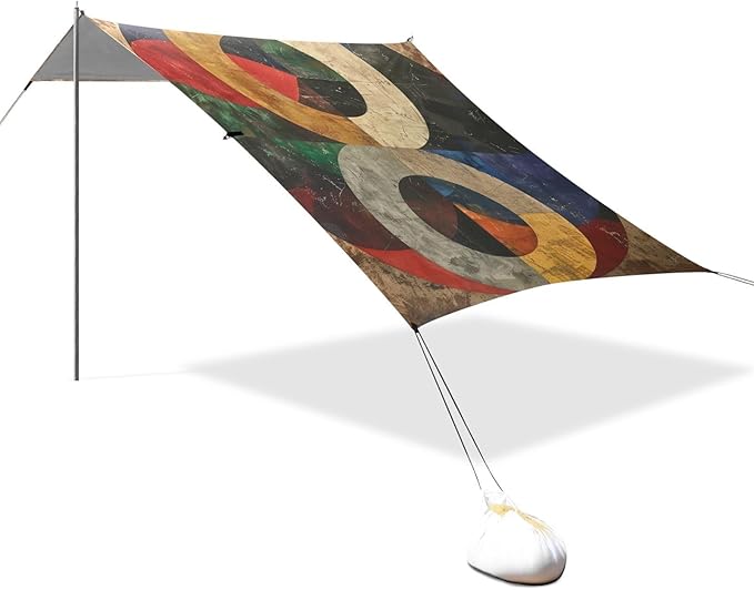 ALAZA Number Eight Billiard Geometric Circles Beach Tent Sun Shelter Portable Canopy Sunshade for Outdoor Camping Picnics Backyard Fun 10x9 ft