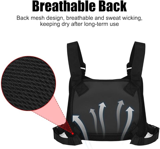 MiOYOOW Sports Chest Bag Waterproof Front Chest Bag 3 Pockets Tactical Chest Pack for Walking Hiking Cycling Running