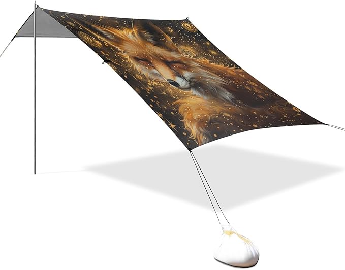 ALAZA Fox Painting Beach Tent Sun Shelter Portable Canopy Sunshade for Outdoor Camping Picnics Backyard Fun 10x9 ft