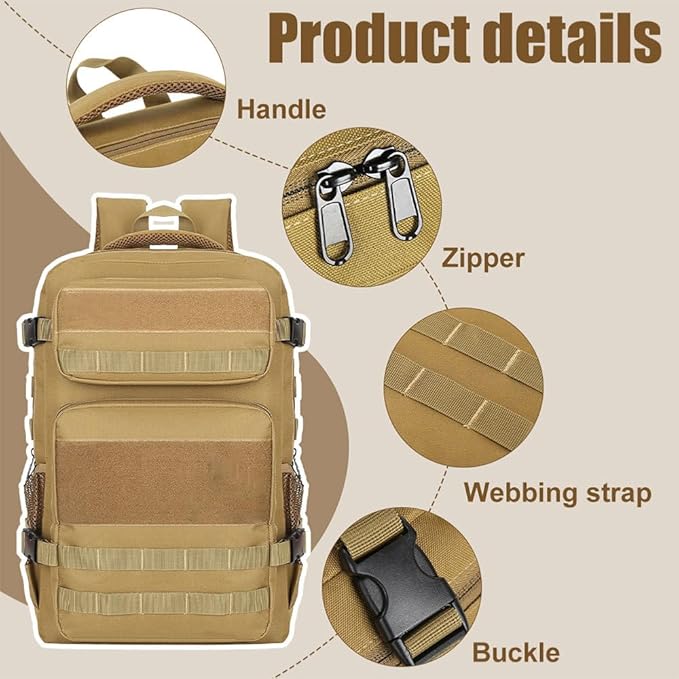 MiOYOOW Outdoor Tactical Backpack Wear Resistant Hiking Backpack Large Capacity Training Bag for Hunting Sports Fishing Travel Camping