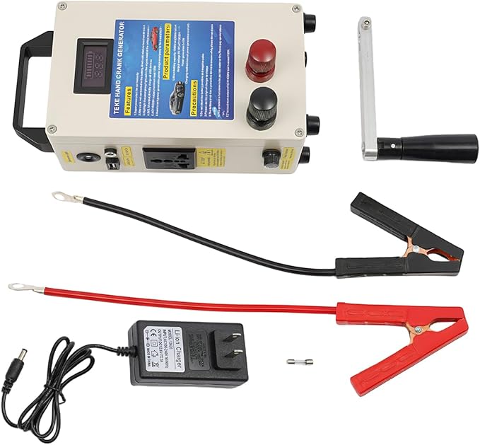 Hand Crank Generator 20A 15600mAh Portable Power Station High Power Manual Power Supply Emergency Charger with Handle&ampCable Lines for Field Operations Natural Disasters Survival Training