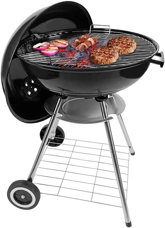 Charcoal Grill 22 Inch Outdoor Enamel Apple Shape Portable Camping Grill Barbecue Charcoal Bbg Kettle Grill
