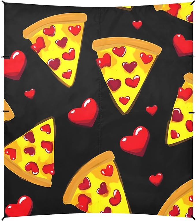 ALAZA Pizza Red Heart Pattern Beach Tent Sun Shelter Portable Canopy Sunshade for Outdoor Camping Picnics Backyard Fun 10x9 ft
