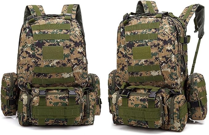 Tactical Backpack Military Army Rucksack 60L Large Assault Pack Camping Detachable Molle Bag (Jungle Digital)